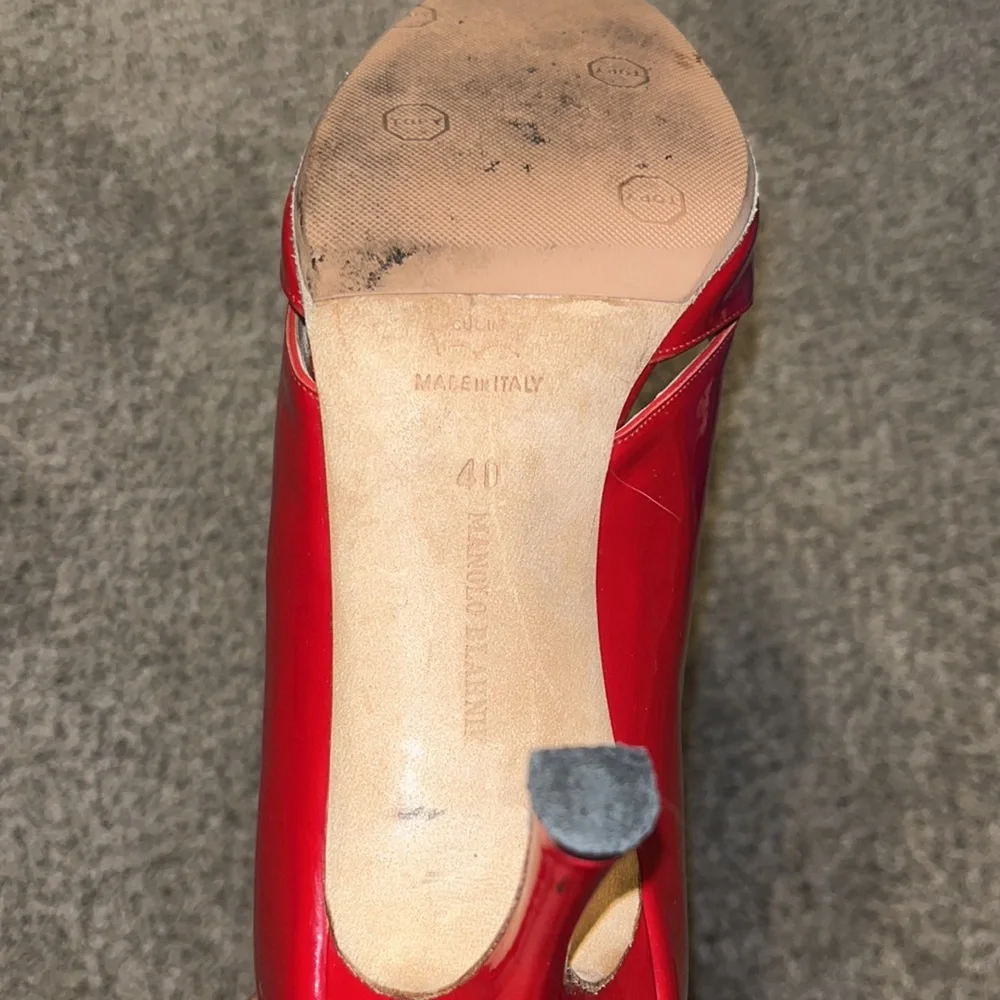 Red Manolo Blahnik Peeptoe Stilletto Heels - AUTHENTIC! - Picture 9 of 9